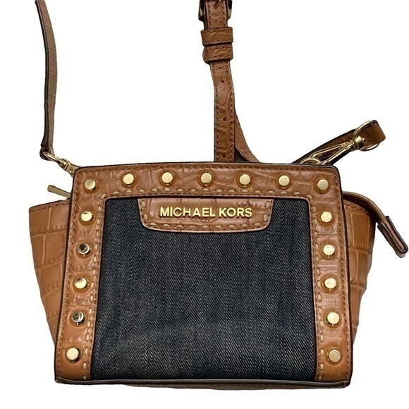 Michael kors denim studded mini Selma bag - Picture 1 of 11